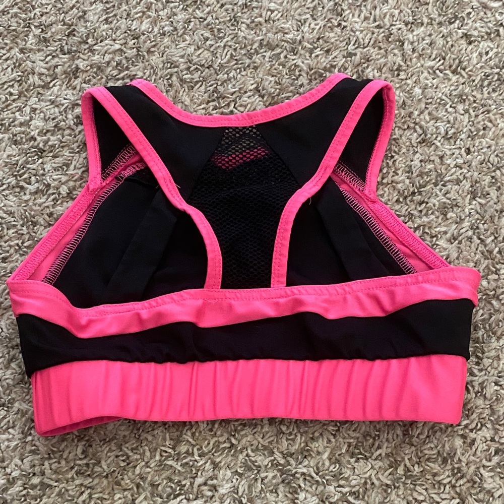 Black & Hot Pink Rhinestone 'Spirit' Sports Bra - Picture 2 of 3